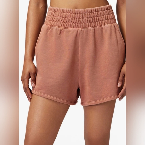 Spiritual Gangster Athletic Shorts With Pockets in A Rust Color - Picture 3 of 9